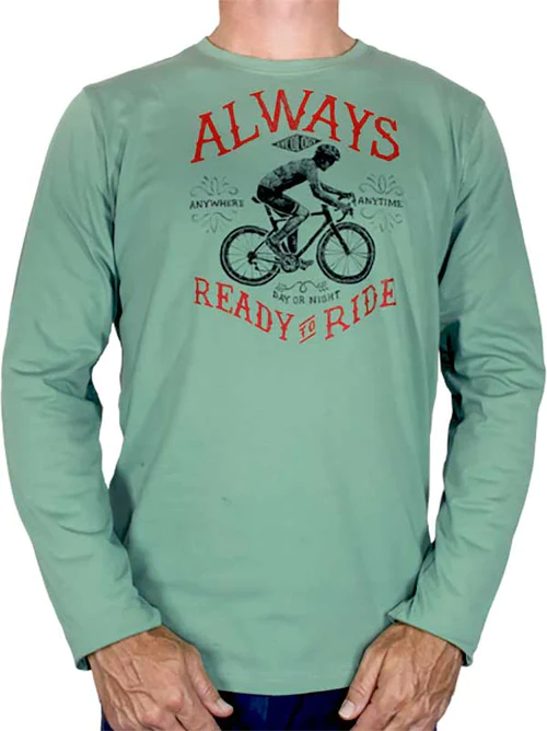 ALWAYS READY TO RIDE GREEN mens long sleeve tee 426593 500x