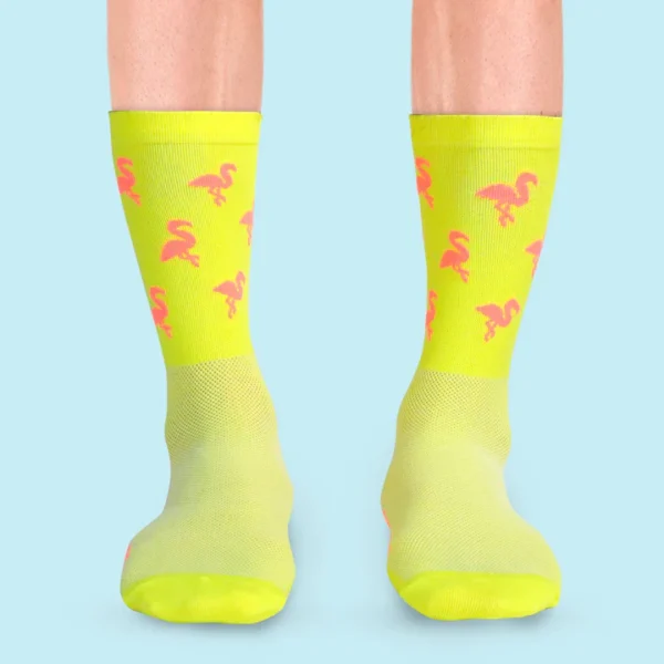 snelle sokken flamingo neon geel 1