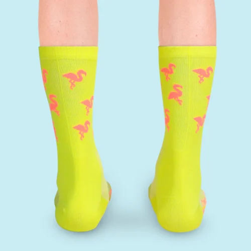 snelle sokken flamingo neon geel 3