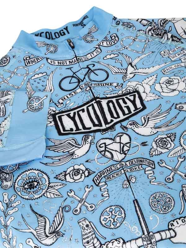Cycology fietsshirt Velo Tattoo (blauw)