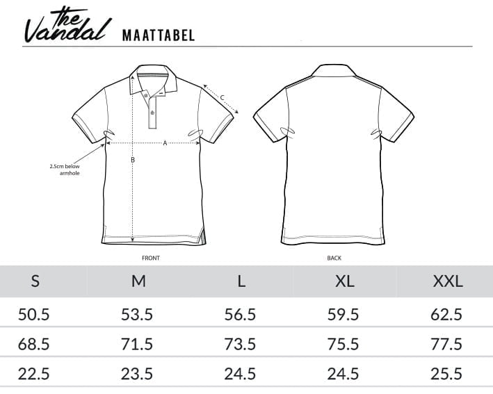 maattabel the vandal polo maattabel the vandal polo