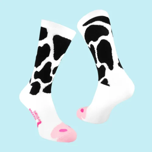 snelle sokken met koe print