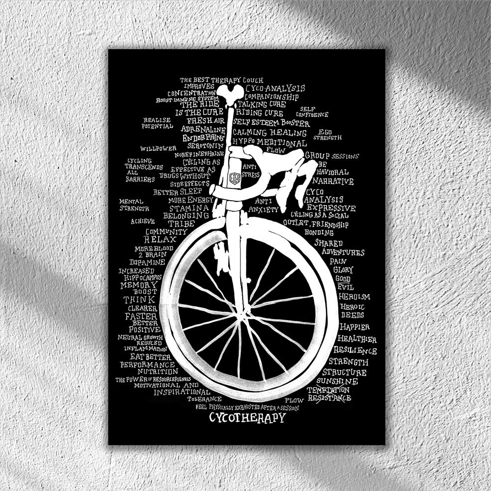 Cycology Cycotherapy art print op dibond