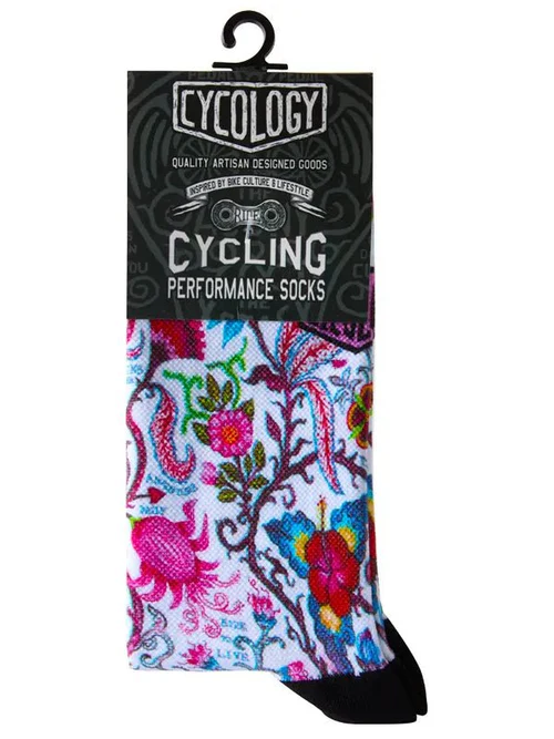 Cycology fietssokken Secret Garden white