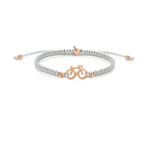 Braided fiets armbandje Sailbrace grijs rose