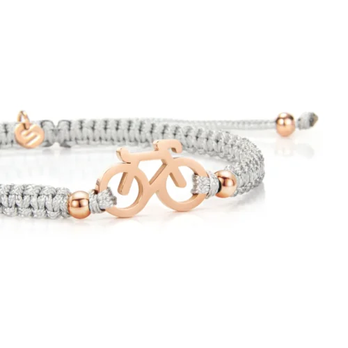 Braided fiets armbandje Sailbrace grijs rose