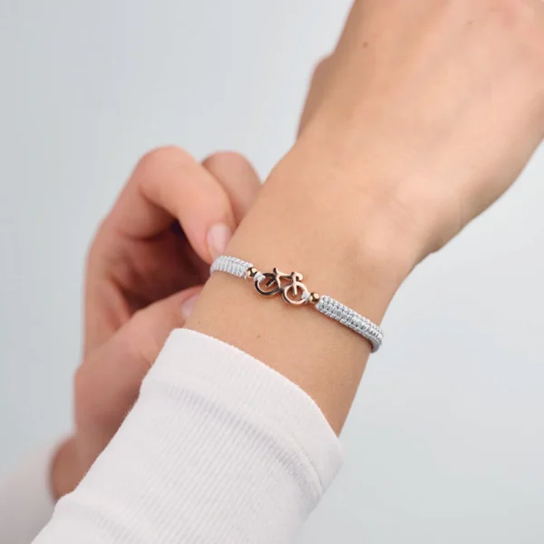Braided fiets armbandje Sailbrace grijs rose