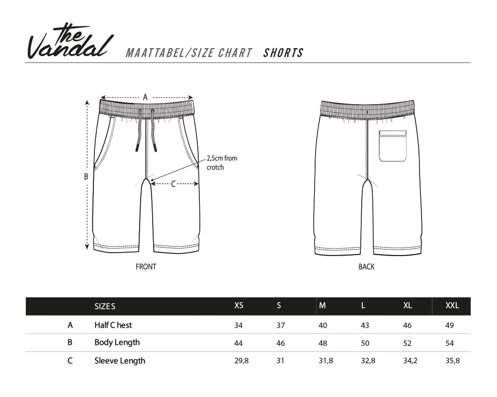 Maattabel Heren Belgian Shorts