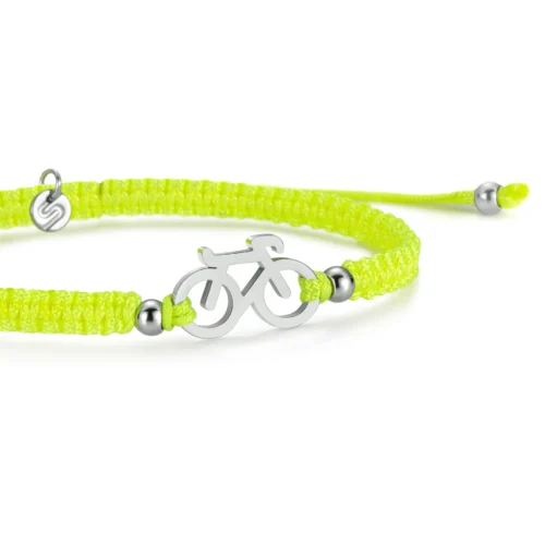 Braided fiets armbandje Sailbrace zilver neon geel