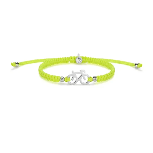 Braided fiets armbandje Sailbrace zilver neon geel