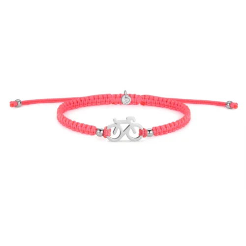 Braided fiets armbandje Sailbrace zilver roze