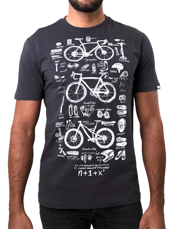 Bike Maths Charcoal T shirt Cycology