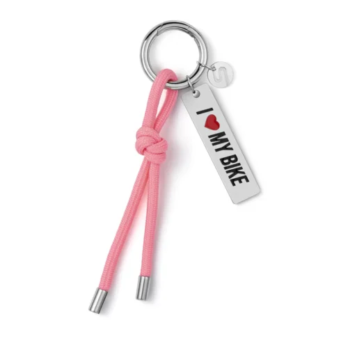 Sleutelhanger I Love My Bike roze