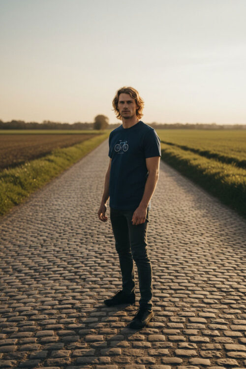 Fixie T shirt Vive le Velo Navy