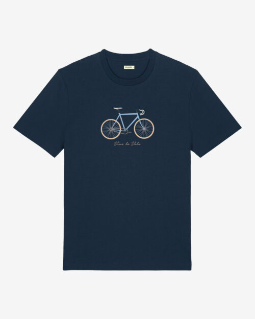 Fixie T shirt Vive le Velo Navy