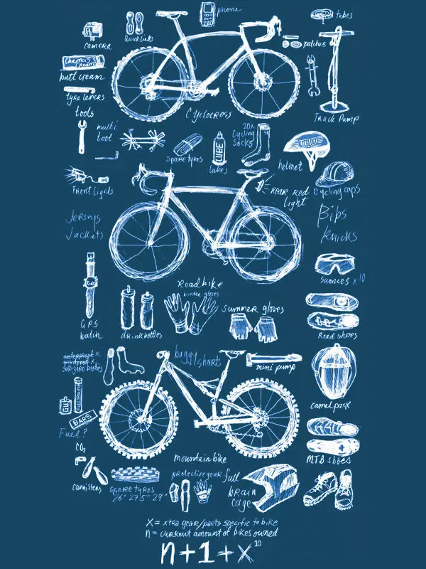 Bike Maths Cycology T shirt blue