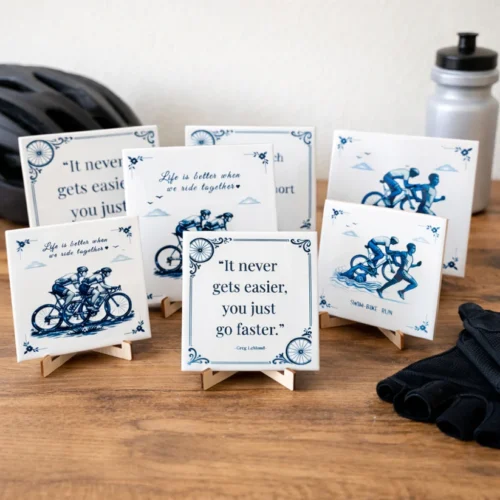 Delfsblauwe tegels wielrennen
