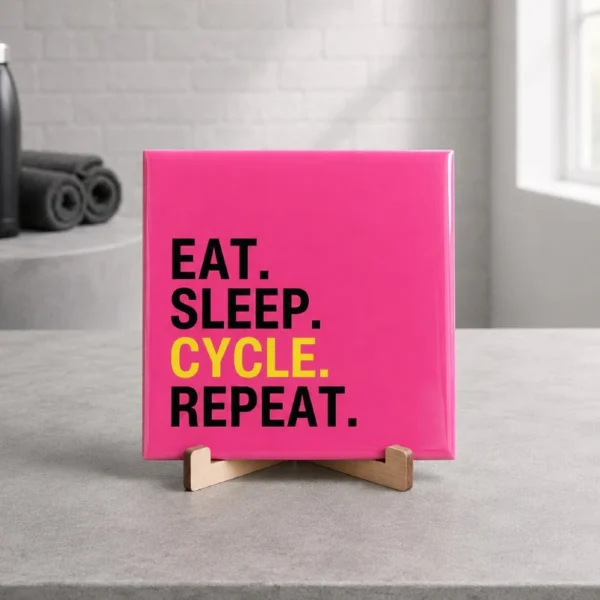 Tegeltje Eat Sleep Cycle Repeat roze Tegeltje Eat Sleep Cycle Repeat roze