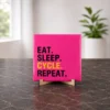 Tegeltje Eat Sleep Cycle Repeat roze Tegeltje Eat Sleep Cycle Repeat roze