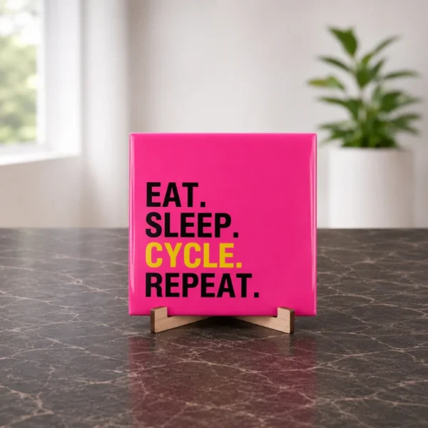 Tegeltje Eat Sleep Cycle Repeat roze Tegeltje Eat Sleep Cycle Repeat roze