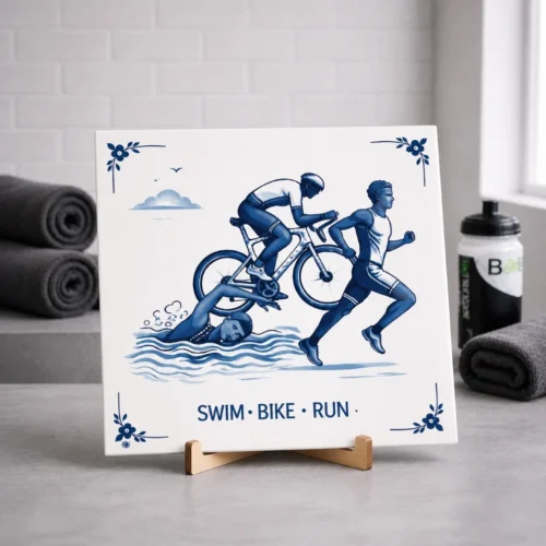 Delfsblauwe tegel Triathlon