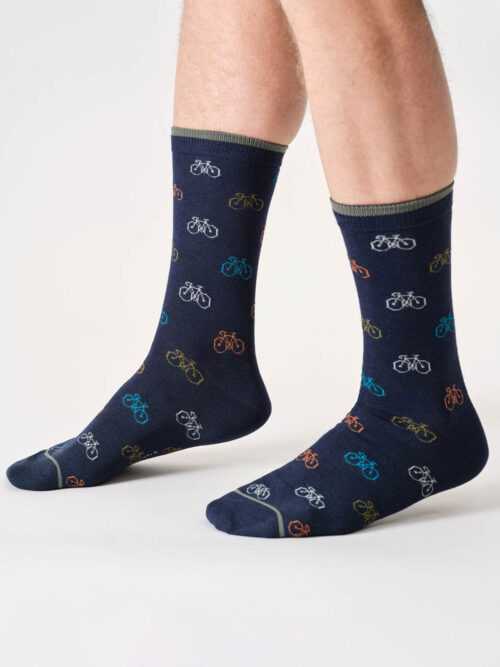 Casual sokken met fietsen navy