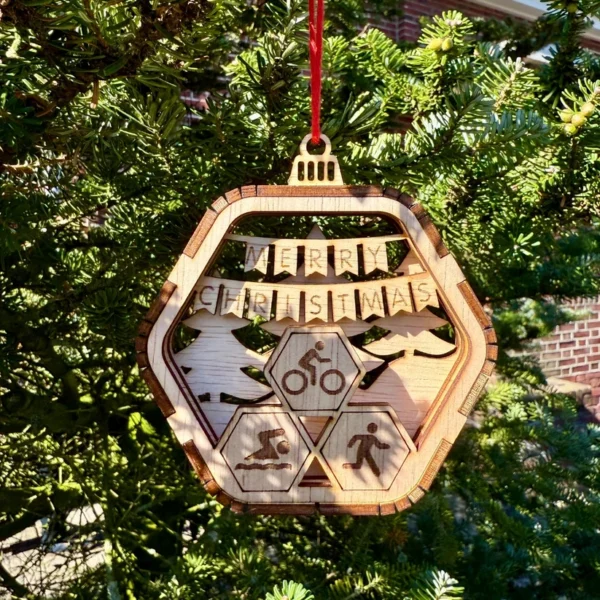 Houten Kerstbal Triatlon Houten Kerstbal Triatlon
