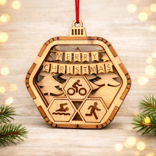 Houten Kerstbal Triatlon